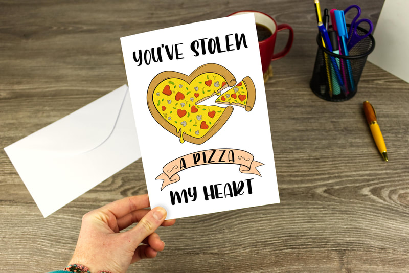 Charming 'You've Stolen a Pizza My Heart' Greeting Card - Perfect for Pizza Lovers and Expressing Your Love and Affection! Shop now on Etsy