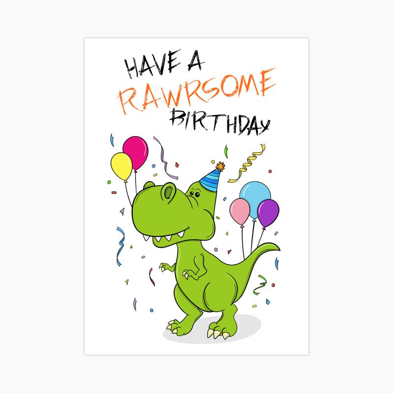 Celebrate with a Rawrsome Birthday Card: Dinosaur Party Fun! Make Their Birthday Extra Special with this Playful Design. Discover it on our Thortful Page for the Perfect Birthday Surprise.