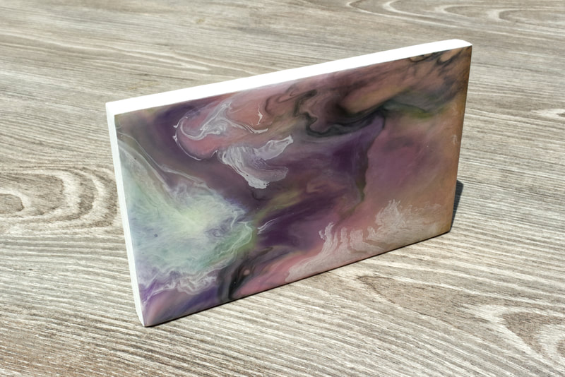Intriguing Pink and Purple Villains-Inspired Resin Fluid Art Block - Unique and Captivating Home Decor with a Touch of Dark Charm. Shop now on Etsy