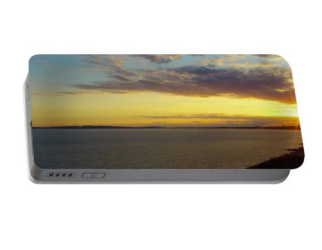 Carry Nature's Serenity with 'Golden Horizon: Sunset Over Hengistbury Head' Portable Charger – Stay charged and connected while enjoying the beauty of a serene sunset. Available on FineArtAmerica, this portable charger brings the calming allure of the coast wherever you go.