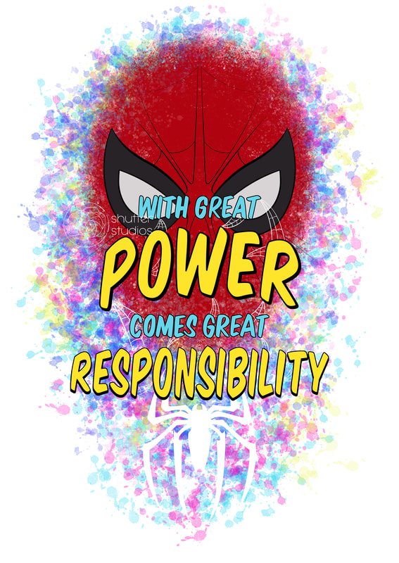 "With Great Power Comes Great Responsibility" - Spiderman Quote - Inspiring Superhero Quote. Fan Art of Uncle Ben Quote. Marvel-Inspired Design with Motivational and Inspirational Quote.